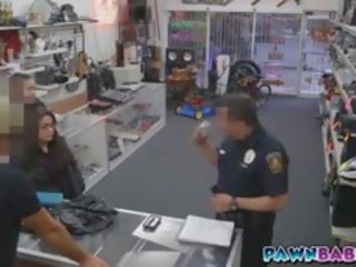Latina cookie Startes Sucking Cop's Big prick And Had A Facial