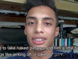 Perky young Latino has his first gay dirty clip